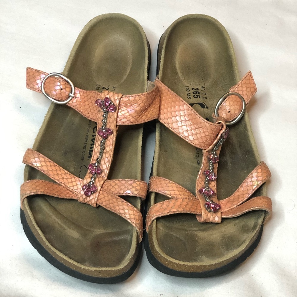 Betula by Birkenstock pink-orange snakeskin sandal